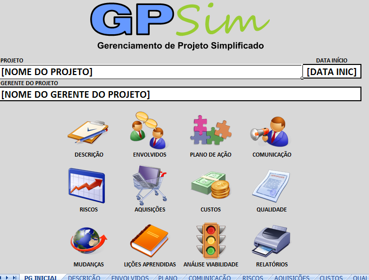 GPsim: Planilha para Gerenciamento de Projeto Simplificado