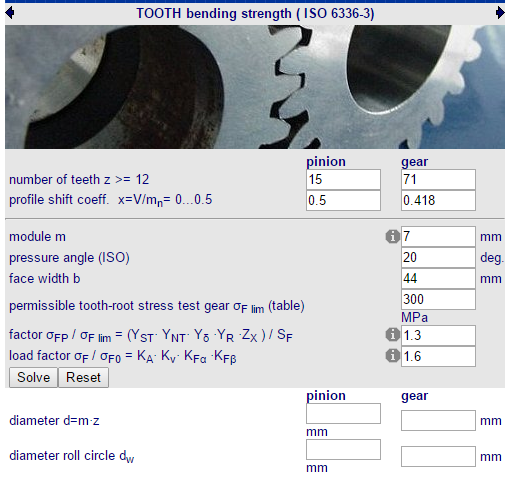 Cálculos Online: Cálculos para Engrenagem Força Tangencial Máxima e Torque no Pinhão