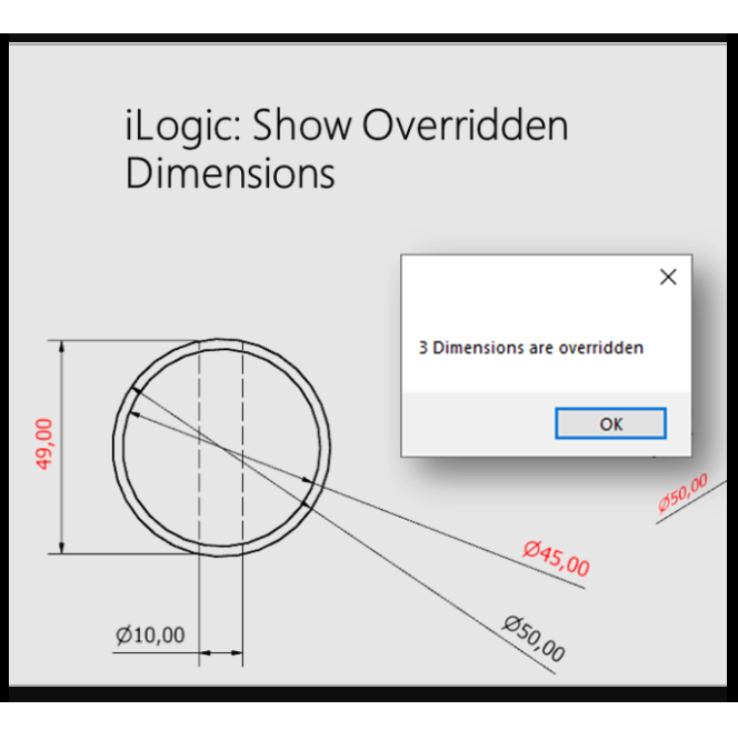 Autodesk iLogic detalhamento: Exibir dimensões sobrescritas