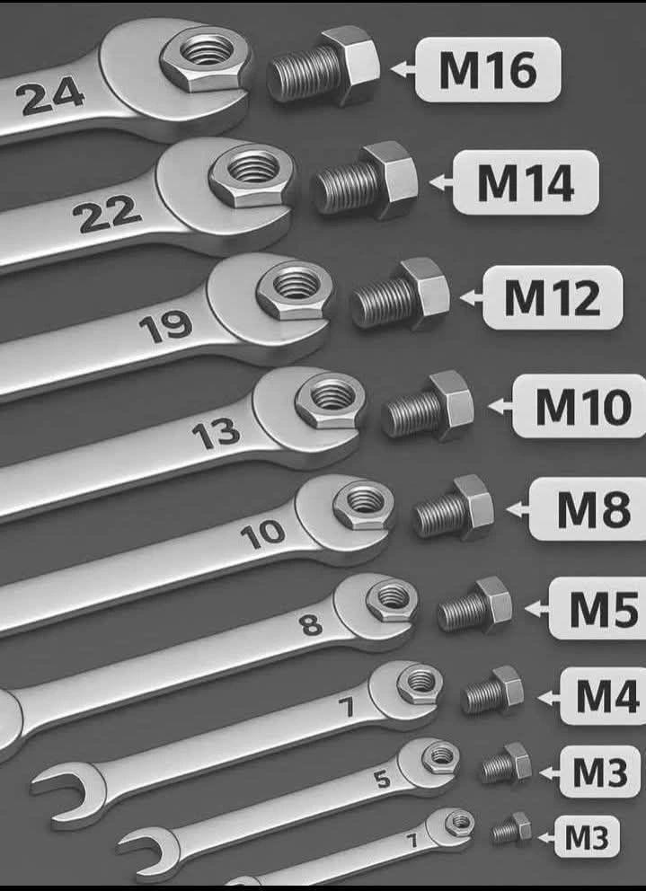 Dimensione della chiave per ciascuna vite